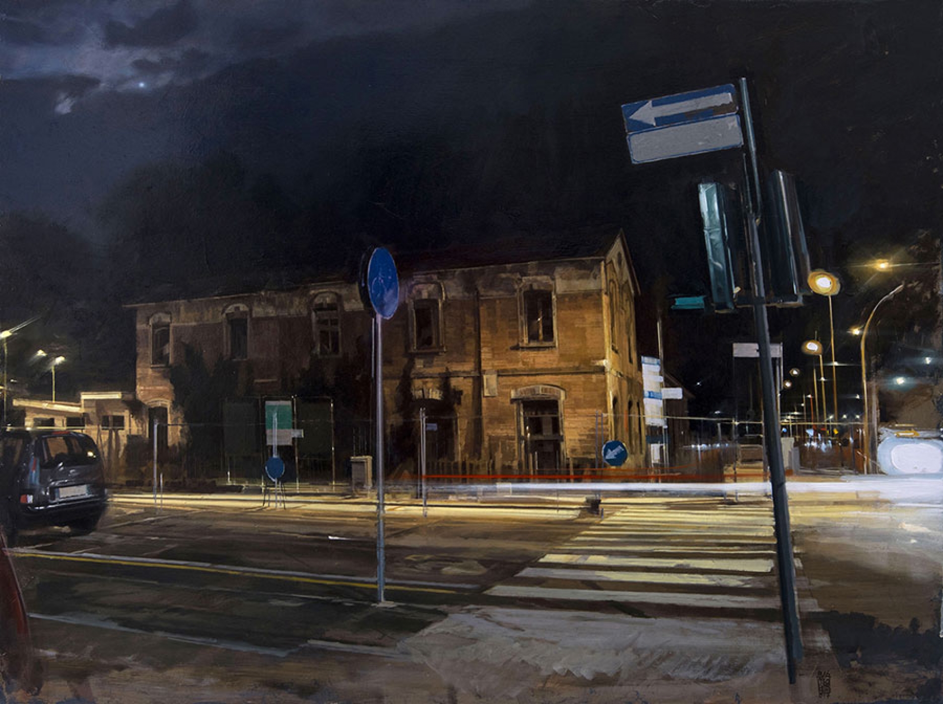 Notte di luna,2016/17, olio su tavola, cm. 60x80